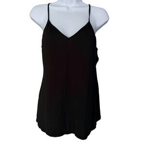 Hale Bob Black Camisole Tank Top Women's L Adjustable Strap Stretch Minimalist